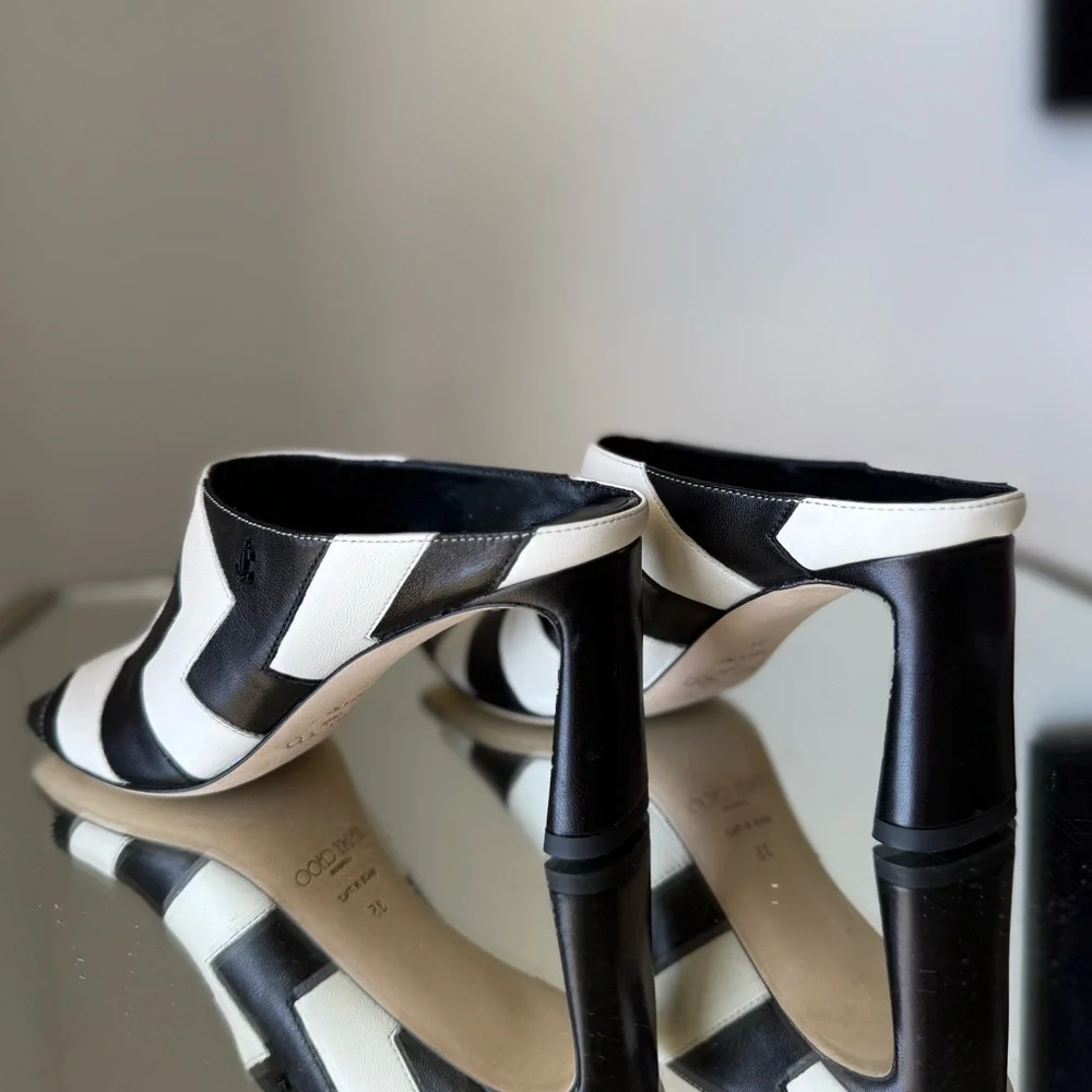 New JIMMY CHOO Kinley 75 two-tone leather mules $895 35 - Picture 10 of 13